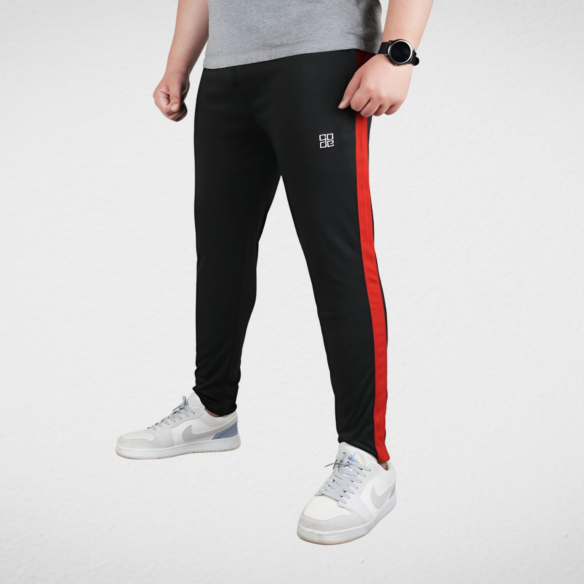 Black Trouser With Red Mesh Panel - Brocode Clothing