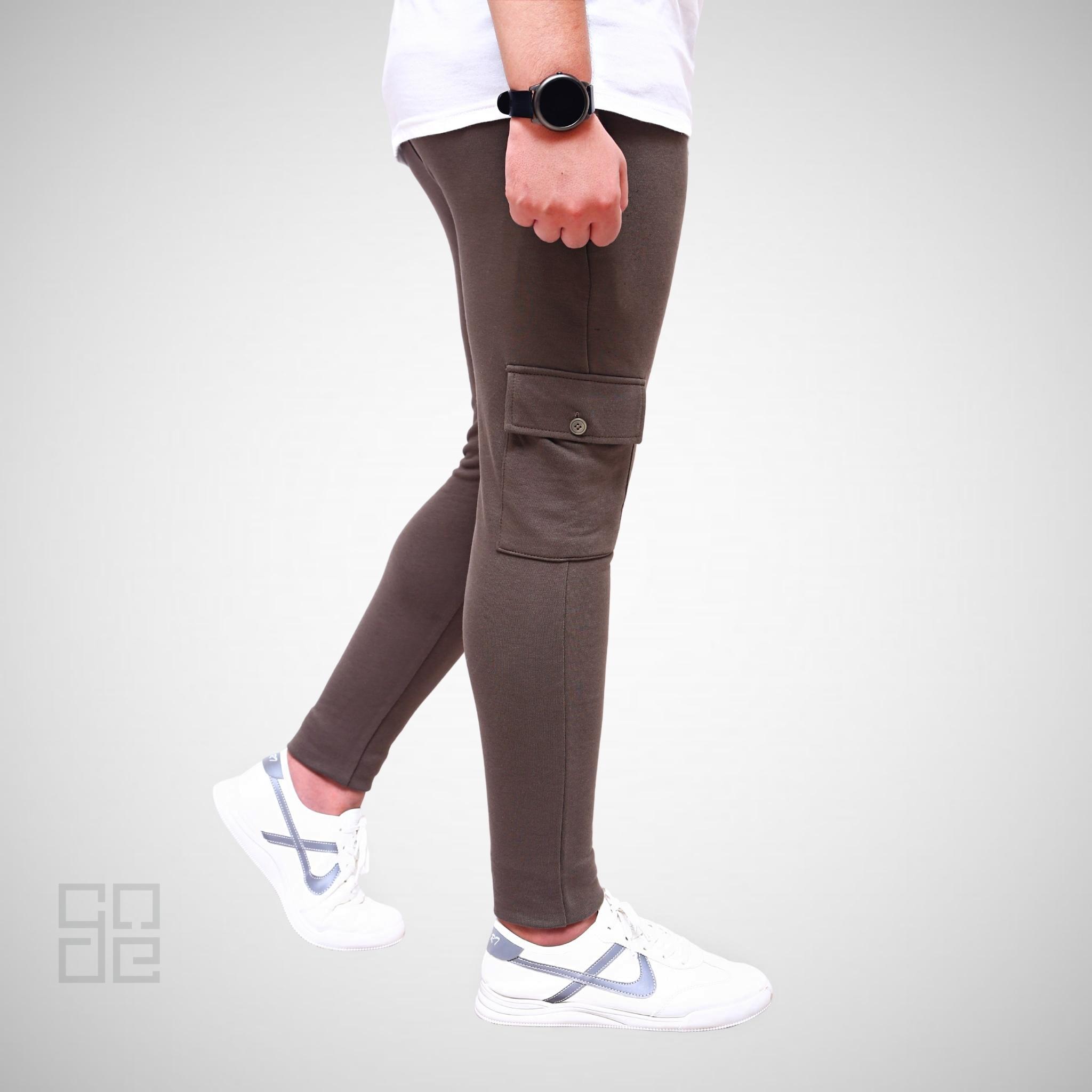 LIGHT BROWN COTTON BLEND CARGO TROUSERS