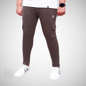 light brown terry cargo trousers for men - brocode