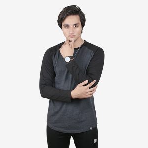 charcoal black full sleeves tshirt - brocode