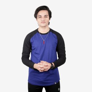 black and blue raglan tshirt for boys - brocode.pk