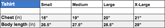 brocode clothing size chart