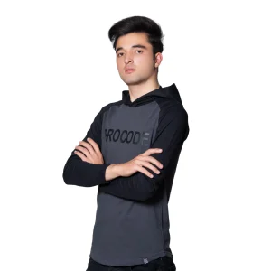 grey & black t-shirt with hood 3 - brocode