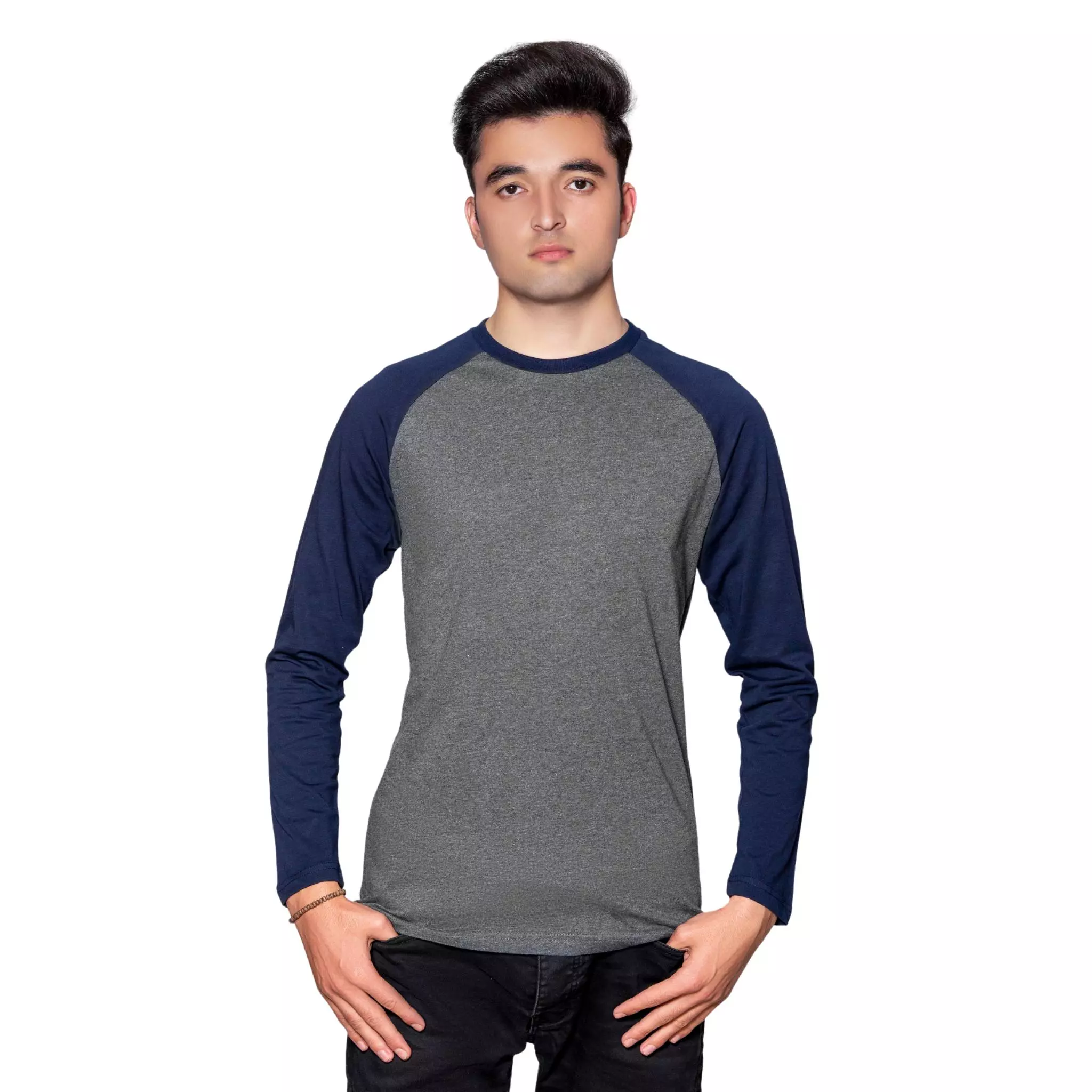 grey and navy raglan t-shirt for men 2 - brocode