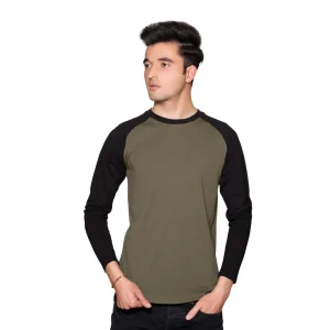 olive and black raglan full sleeve t-shirt - brocode