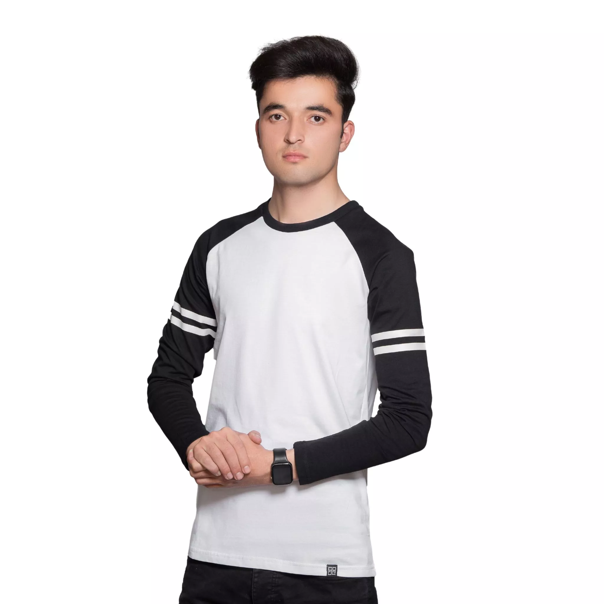 white and black full sleeve t-shirt - brocode